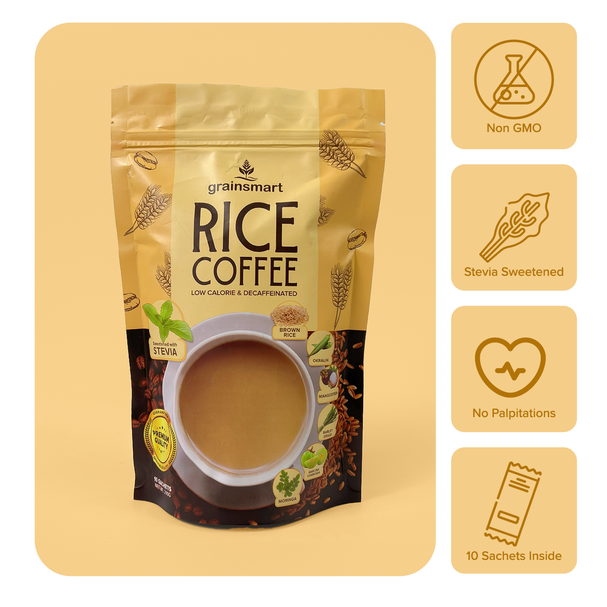 Brown Rice Coffee Low Calorie & Decaffeinated