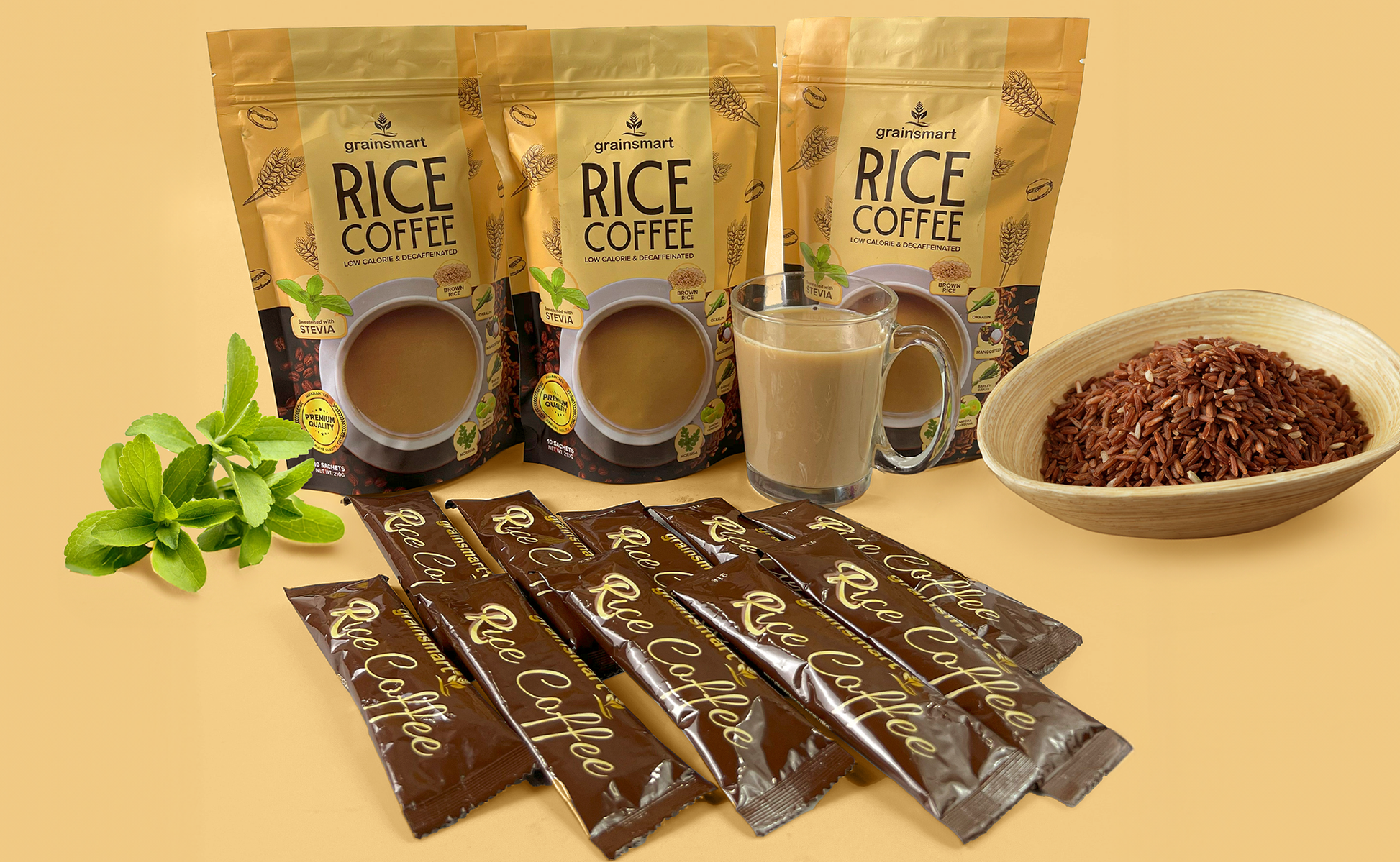 Brown Rice Coffee Low Calorie & Decaffeinated